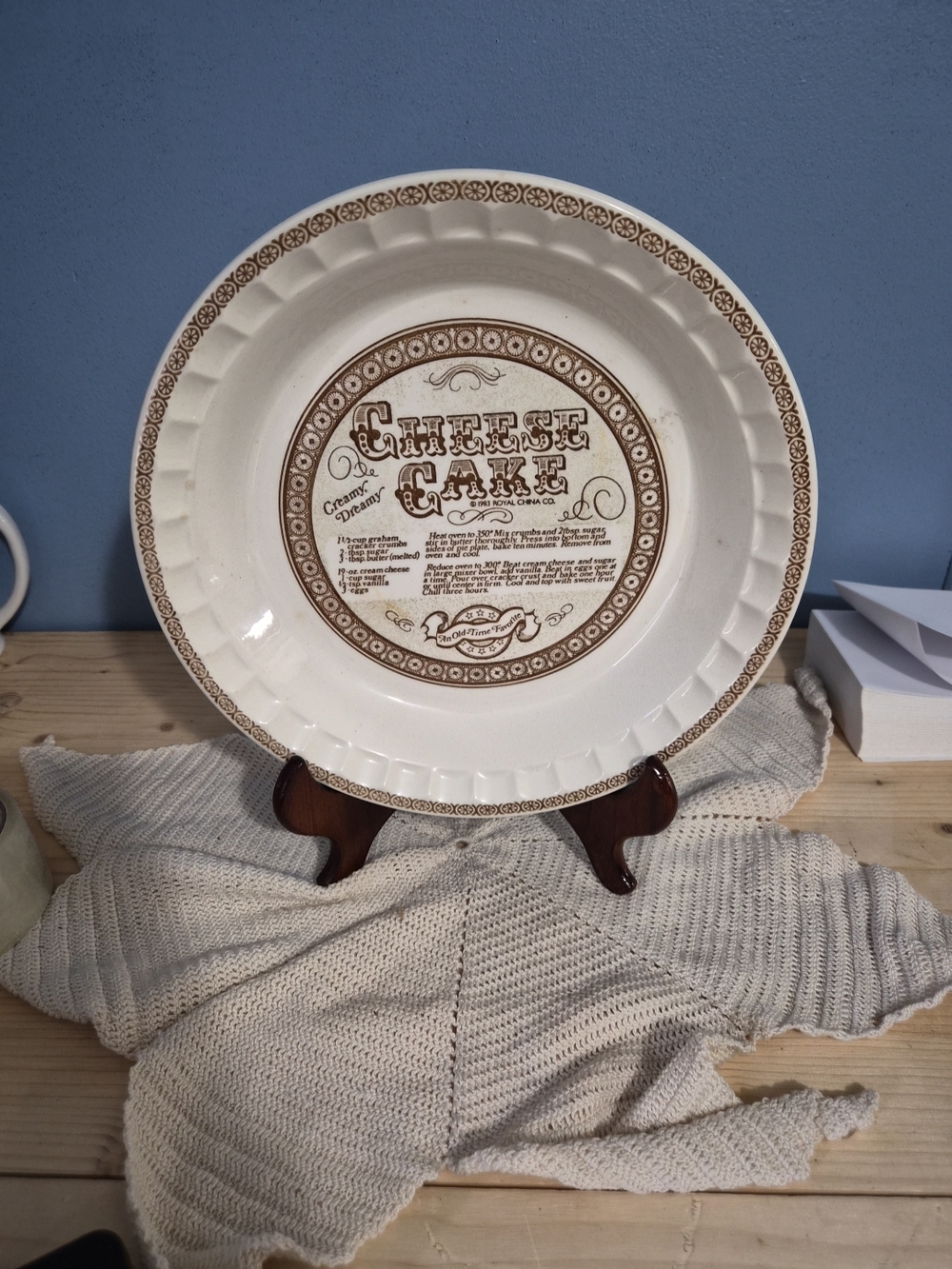Vintage Cheese Cake Royal China Jeannette Recipe Pie Plate Pan 10" Ceramic